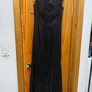 Rene Ruiz Black Spaghetti Strap Maxi Gown